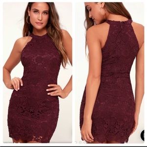 Beautiful maroon lace bodycon dress